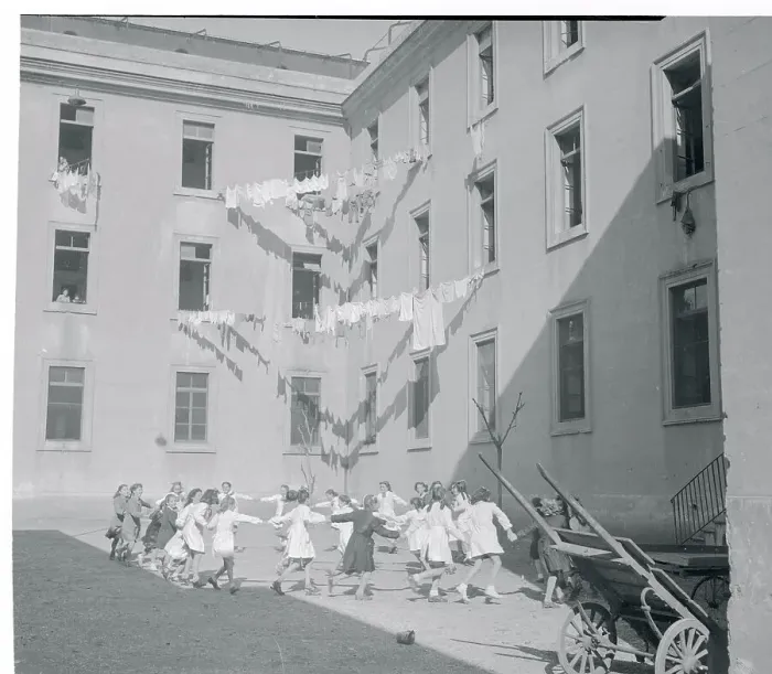 Framed Print : Children in School Yard
