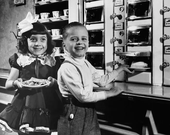 Framed Print : Children Selecting Pieces of Pie from Automat Framed Print : Children Selecting Pieces of Pie from Automat