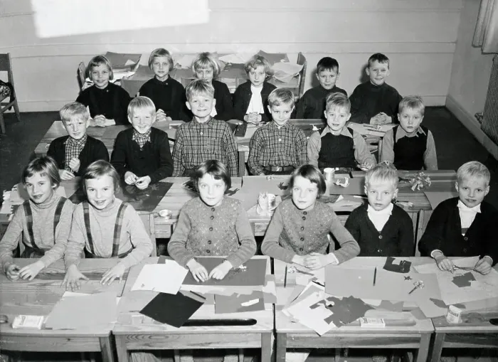 Framed Print : Children Sitting at Their School Desks Framed Print : Children Sitting at Their School Desks