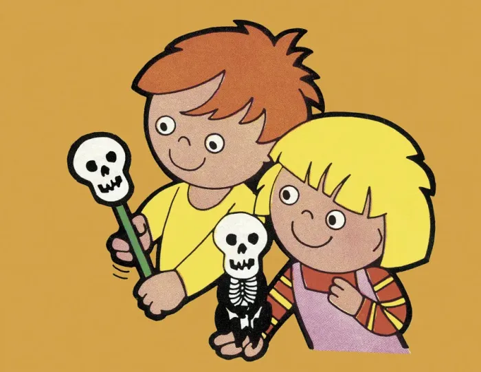 Framed Print : Children with Skeletons Framed Print : Children with Skeletons