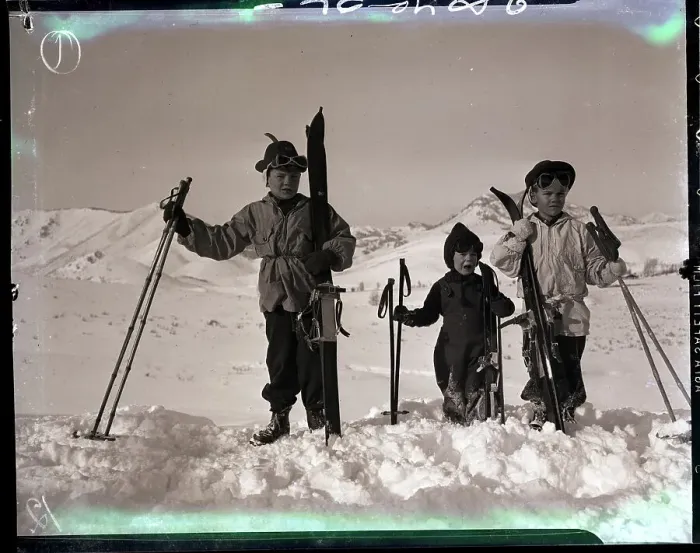 Framed Print : Children on Skis