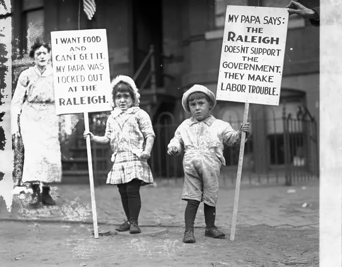 Framed Print : Children With Strike Placards Framed Print : Children With Strike Placards
