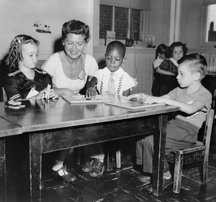 Framed Print : Children and Teacher in Integrated Classroom
