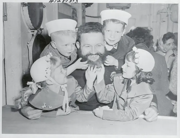 Framed Print : Children Touching Father's Beard Framed Print : Children Touching Father's Beard