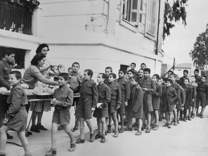 Framed Print : Children Waiting on Line to Receive Bread Framed Print : Children Waiting on Line to Receive Bread