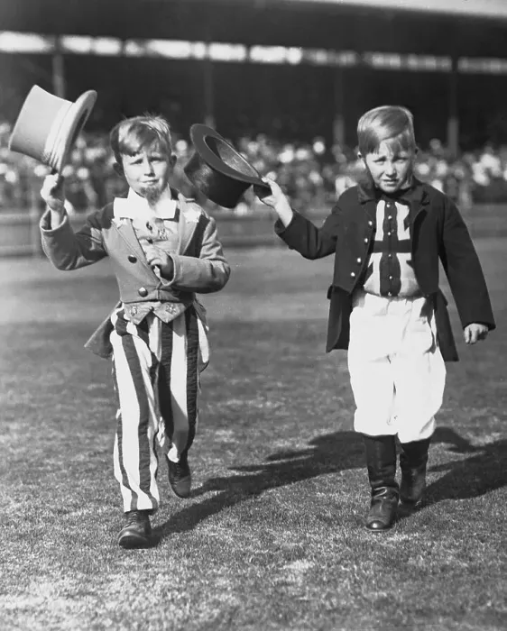 Framed Print : Children Walking in Patriotic Uniforms