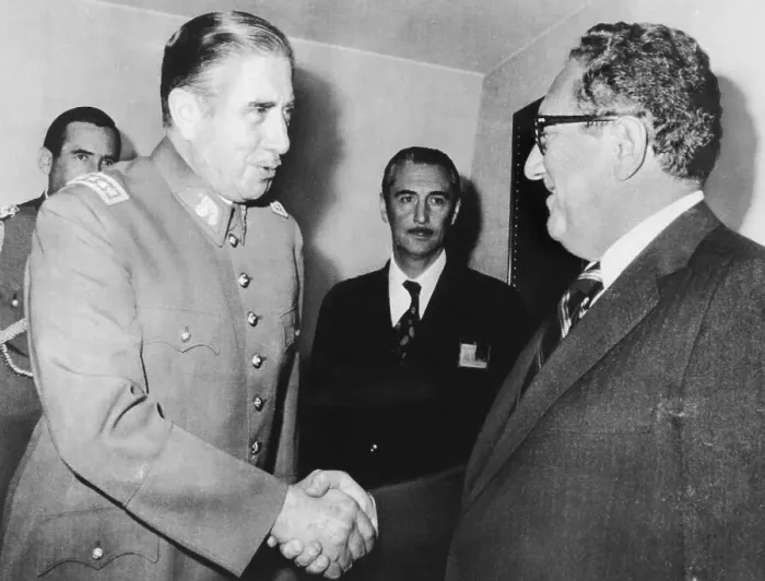 Framed Print : Chilean President Augusto Pinochet and Secretary of State Harry Kissinger Framed Print : Chilean President Augusto Pinochet and Secretary of State Harry Kissinger