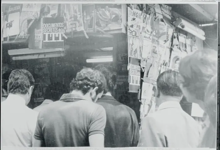 Framed Print : Chileans Crowding at Newsstand