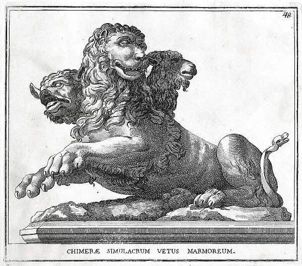 Chimaira, Chimera and Chimera, a hybrid creature of Greek mythology, historical Rome, Italy, digital reproduction of an 18th century original, original date unknown