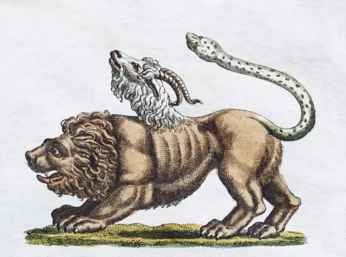 Framed Print : Chimera or Chimera, handcoloured copper engraving from Friedrich Justin Bertuch Picture Framed Print : Chimera or Chimera, handcoloured copper engraving from Friedrich Justin Bertuch Picture