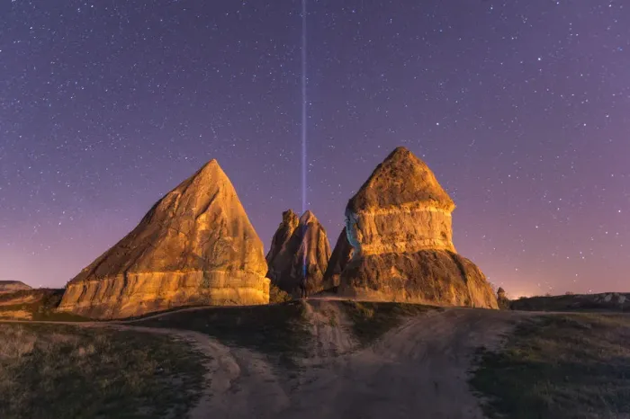 Framed Print : Chimney rocks of Goreme at night with stars Framed Print : Chimney rocks of Goreme at night with stars
