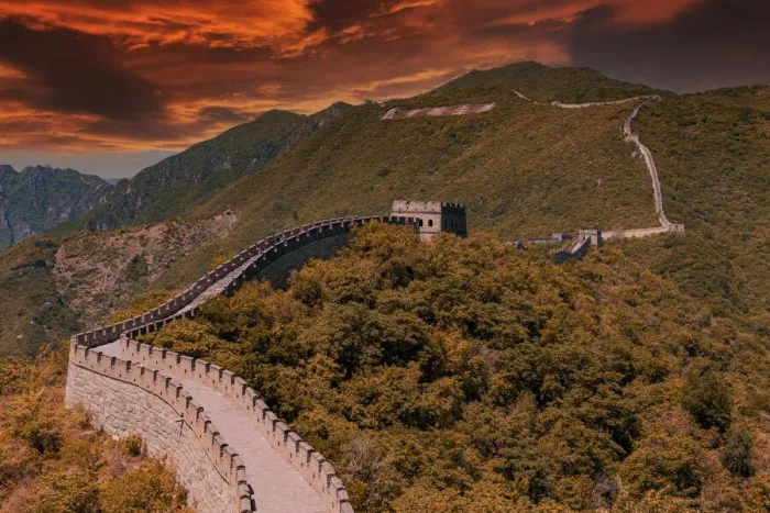 Framed Print : China famous landmark great wall and mountains Framed Print : China famous landmark great wall and mountains