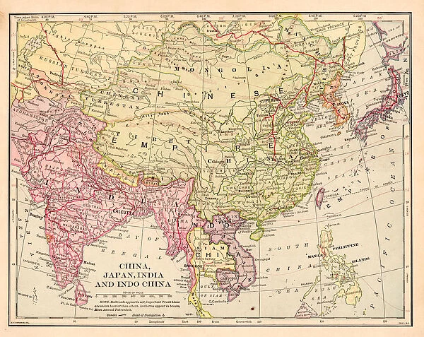 China Japan Indochina map 1898