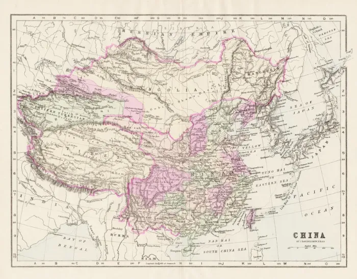 Framed Print : China Map 1893 Framed Print : China Map 1893