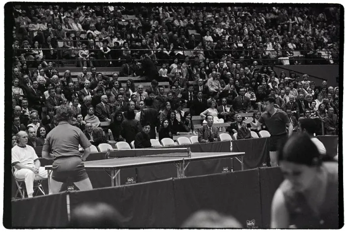 Framed Print : China Table Tennis Team Plays Us Team