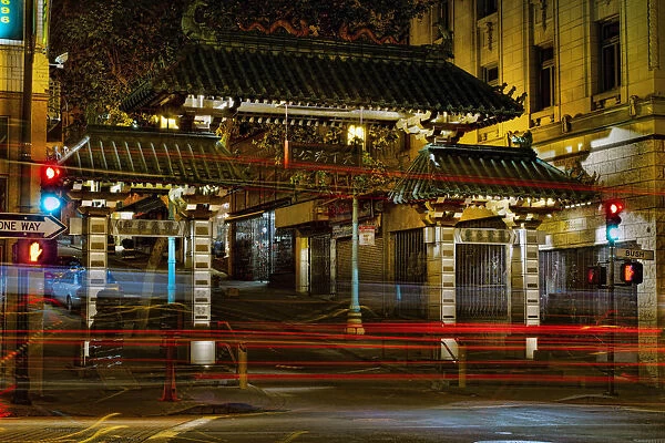 Chinatown Gate at night in San Francisco