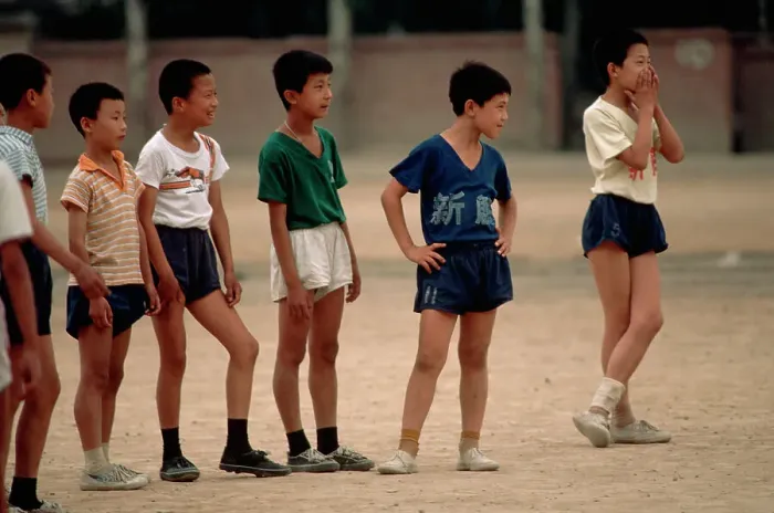 Framed Print : Chinese Boys Line Up for Soccer Game Framed Print : Chinese Boys Line Up for Soccer Game