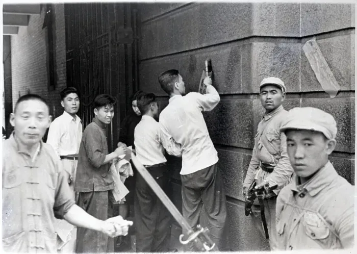 Framed Print : Chinese Communists Hang Up Signs