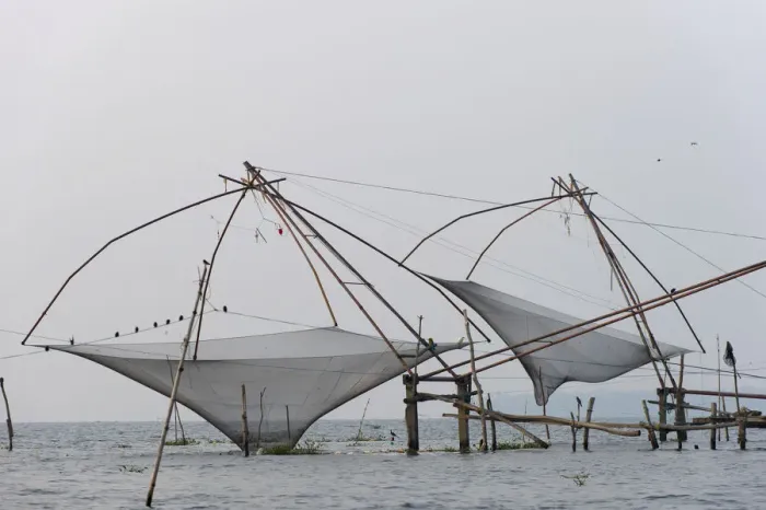 Framed Print : Chinese fishing nets, Vembanad lake, Kerala, India Framed Print : Chinese fishing nets, Vembanad lake, Kerala, India