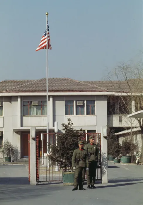 Framed Print : Chinese Guards At US Embassy Framed Print : Chinese Guards At US Embassy