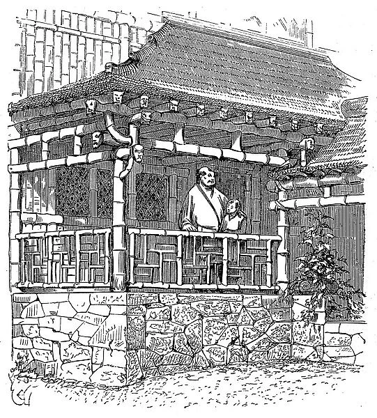 Chinese house of bamboo, drawing of Viollet-le-Duc