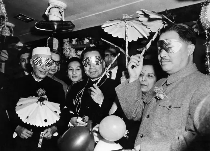 Framed Print : Chinese and Indian Officials Celebrating Framed Print : Chinese and Indian Officials Celebrating