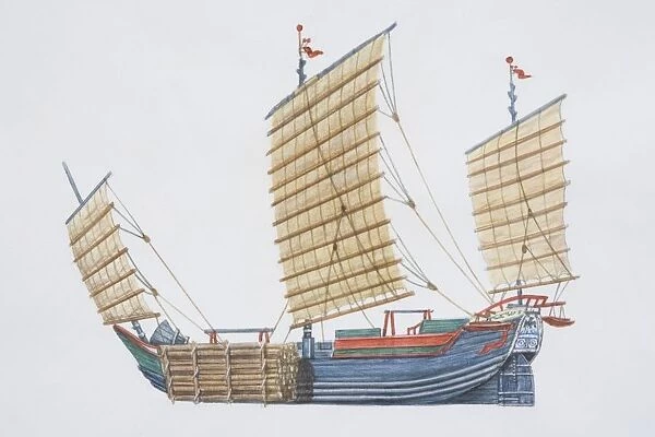 Chinese junk boat, side view