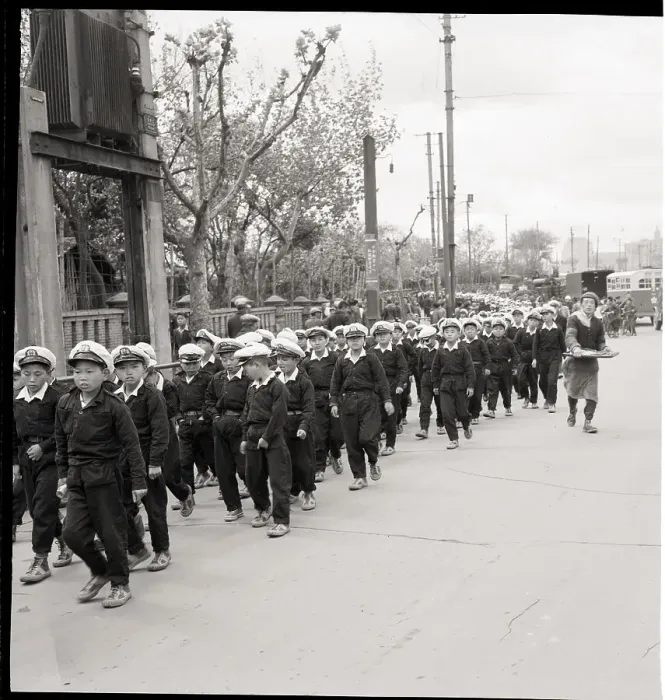 Framed Print : Chinese Kids March Through Street In Uni Framed Print : Chinese Kids March Through Street In Uni