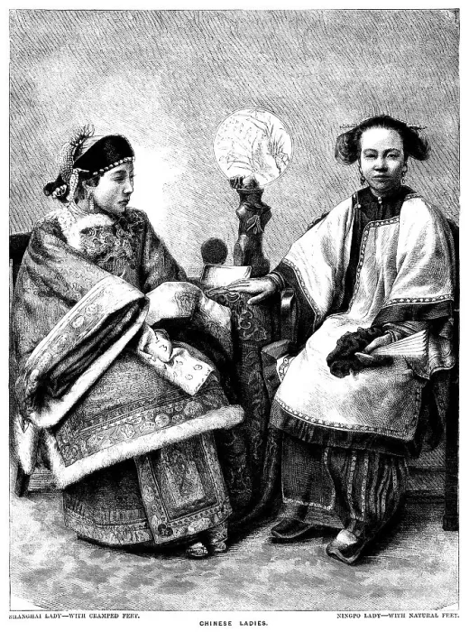 Framed Print : Two Chinese ladies, one with bound feet, one with natural feet Framed Print : Two Chinese ladies, one with bound feet, one with natural feet