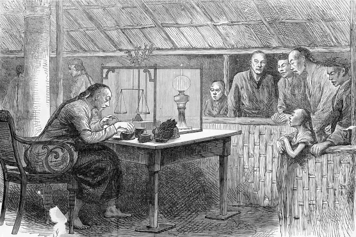 Framed Print : Chinese Man At Scales Weighing Opium Framed Print : Chinese Man At Scales Weighing Opium