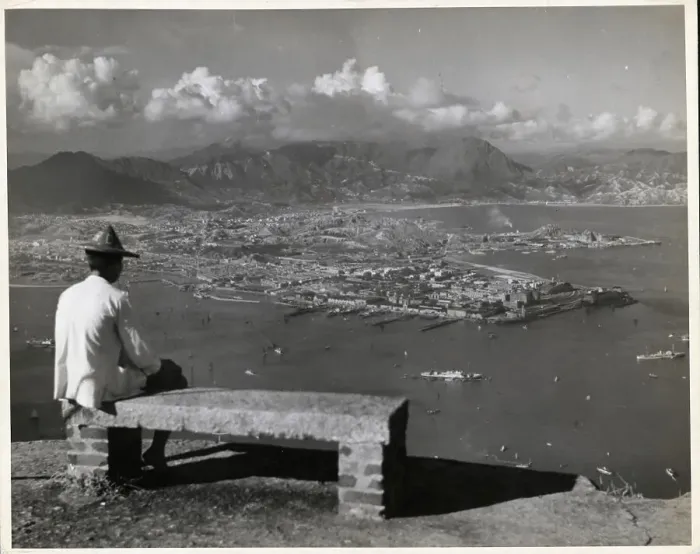 Framed Print : Chinese Man Sits On Bench In Hong Kong Framed Print : Chinese Man Sits On Bench In Hong Kong
