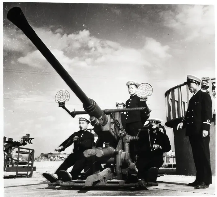 Framed Print : Chinese Men Operating Anti-Aircraft Gun Framed Print : Chinese Men Operating Anti-Aircraft Gun