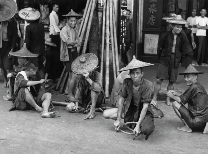 Framed Print : Chinese Men Seated On Ground Framed Print : Chinese Men Seated On Ground
