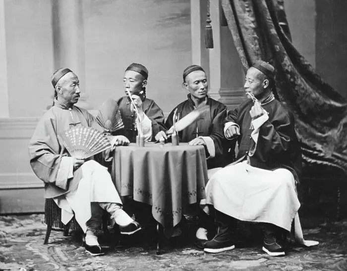 Framed Print : Four Chinese Men Seated at a Table Framed Print : Four Chinese Men Seated at a Table