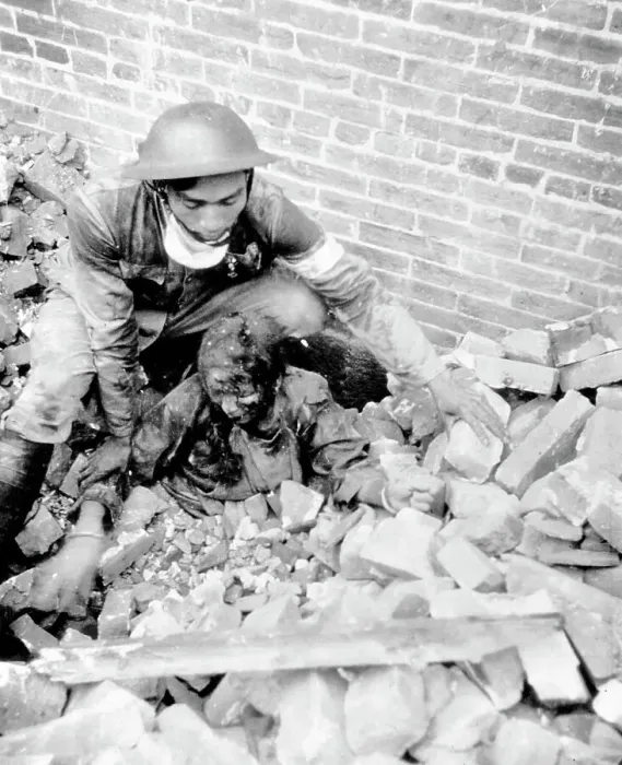Framed Print : Chinese Officer Helping Woman from Bombed out Debris Framed Print : Chinese Officer Helping Woman from Bombed out Debris