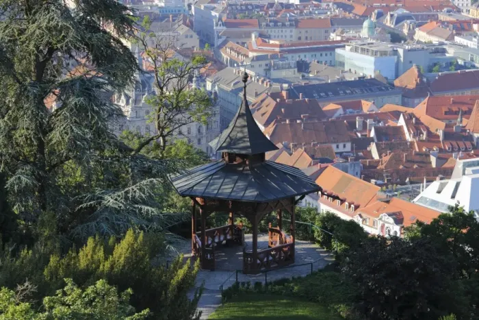 Framed Print : Chinese Pavilion, Schlossberg, castle hill, Graz, Styria, Austria, Europe Framed Print : Chinese Pavilion, Schlossberg, castle hill, Graz, Styria, Austria, Europe