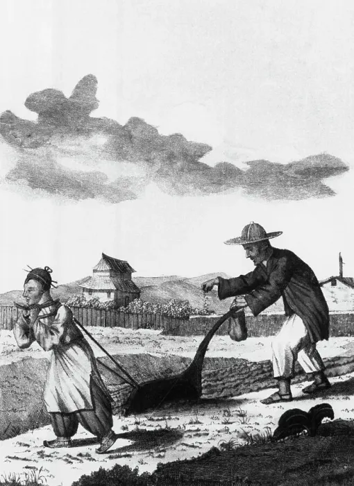 Framed Print : Chinese Peasants Plowing and Sowing