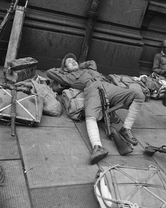 Framed Print : Chinese Soldier Sleeping Framed Print : Chinese Soldier Sleeping