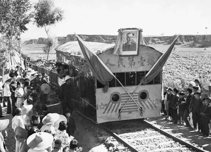 Framed Print : Chinese Villagers Celebrating Freight Train Framed Print : Chinese Villagers Celebrating Freight Train