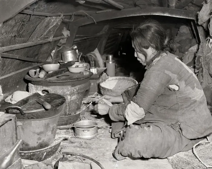 Framed Print : Chinese Woman Seated Preparing Food Framed Print : Chinese Woman Seated Preparing Food