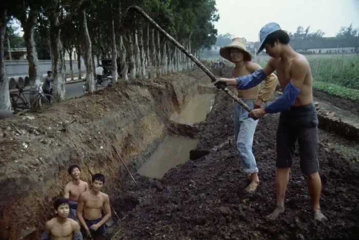 Framed Print : Chinese Workers Digging A Ditch Framed Print : Chinese Workers Digging A Ditch
