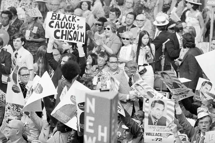 Framed Print : Chisoholm And Wallace Supporters At The 1972 Democratic National Convention