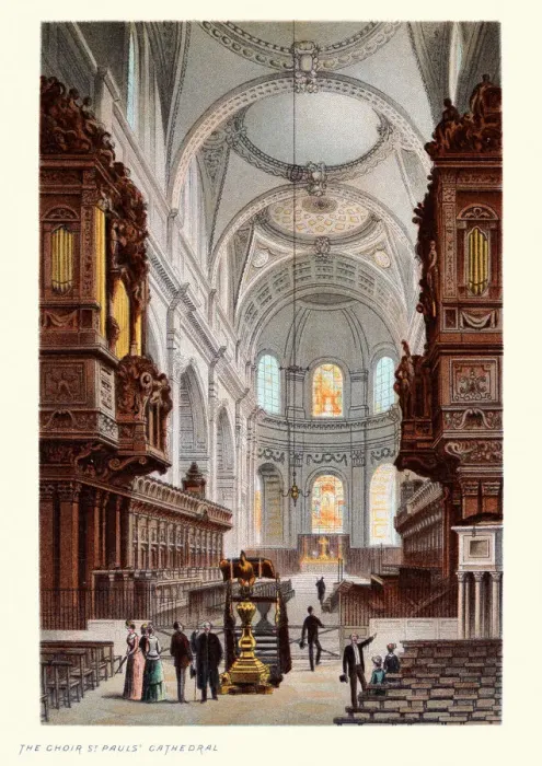 Framed Print : Choir of St Pauls Cathedral, Victorian London, 19th Century Art