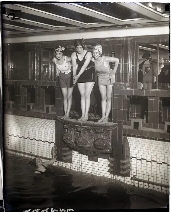 Framed Print : Chorus Girls Christen Ship Swimming Pool Framed Print : Chorus Girls Christen Ship Swimming Pool