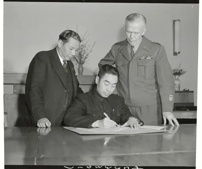 Framed Print : Chou En Lai Signing Cease Fire Agreement Framed Print : Chou En Lai Signing Cease Fire Agreement