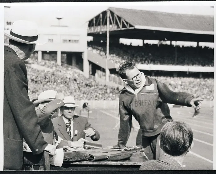 Framed Print : Chris Brasher Argues with Olympic Officials Framed Print : Chris Brasher Argues with Olympic Officials