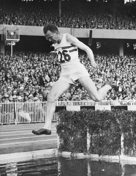 Framed Print : Chris Brasher Runs Olympic Steeplechase