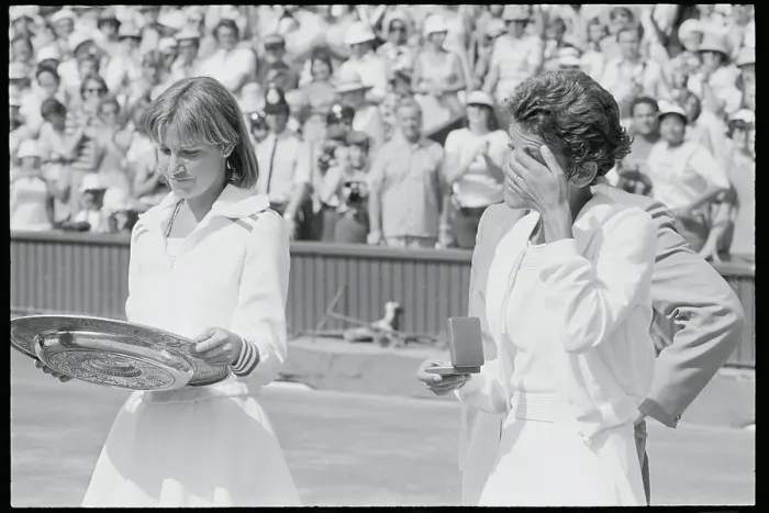 Framed Print : Chris Evert Admiring Trophy Framed Print : Chris Evert Admiring Trophy