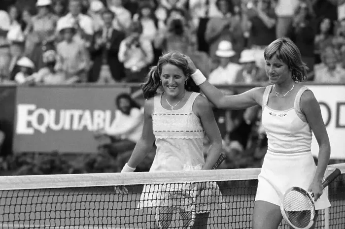 Framed Print : Chris Evert Pats Tracy Austin On Head Framed Print : Chris Evert Pats Tracy Austin On Head