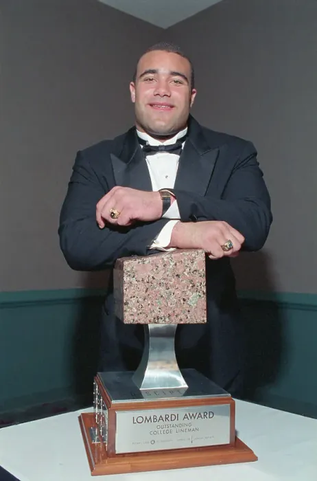 Framed Print : Chris Zorich Holding Lombardi Award Framed Print : Chris Zorich Holding Lombardi Award